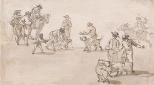 Group of Figures: A Dogfight by Paul Sandby